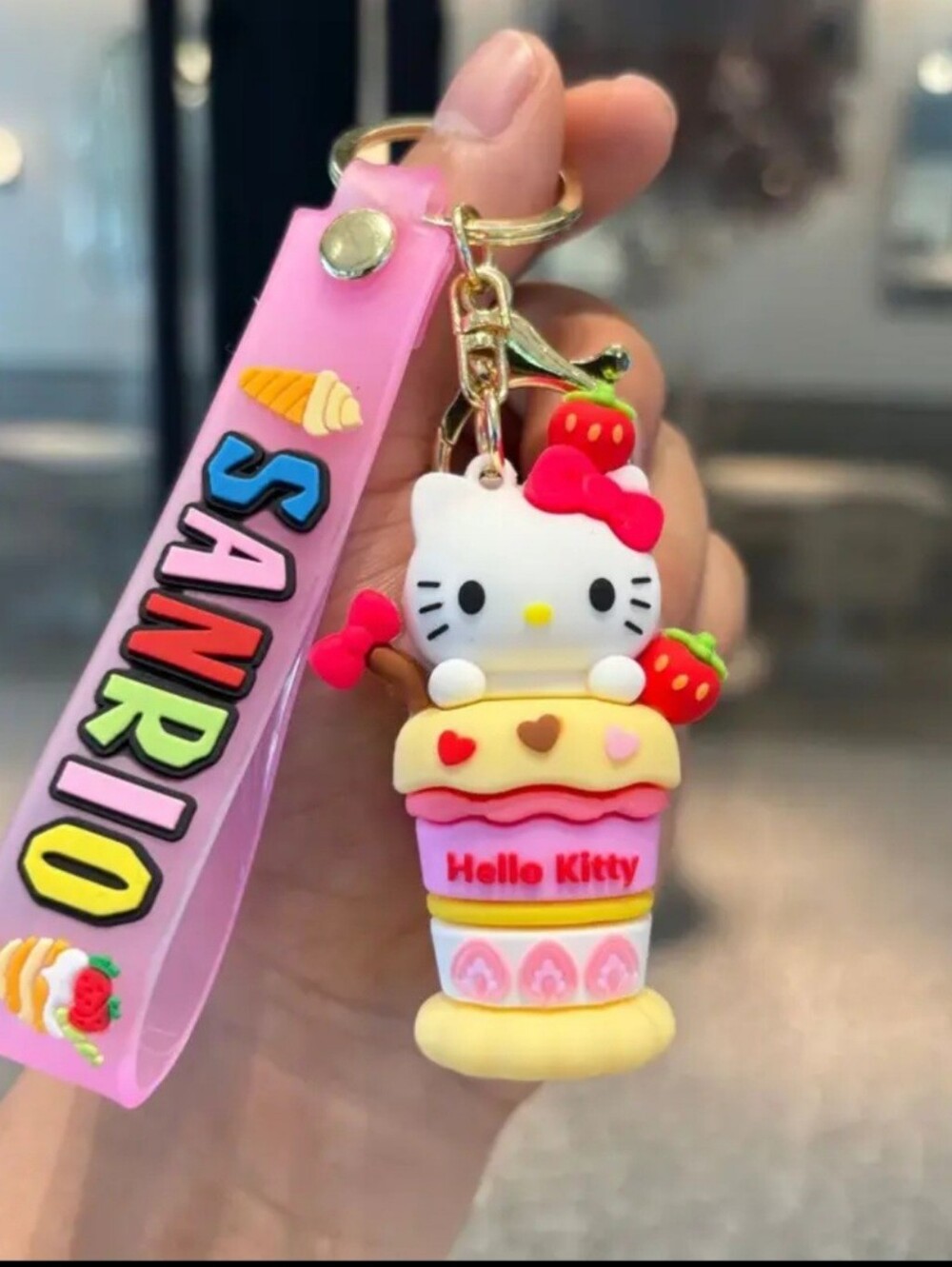 3D Figure Hello Kitty Sweet Scoops Keychain Bag Charm Keyring Sanrio